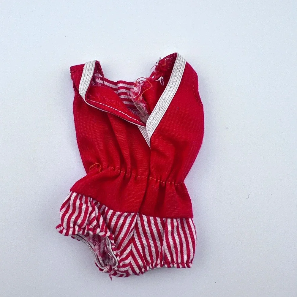 Vintage‎ Barbie Swimsuit Red & White Stripe Ruffle One-Piece 1960s  Doll Clothes
